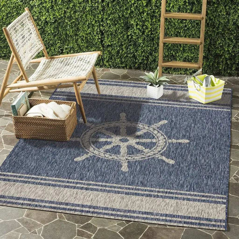 8' X 9' Blue And Gray Indoor Outdoor Area Rug - Homeroots - Flyclothing LLC