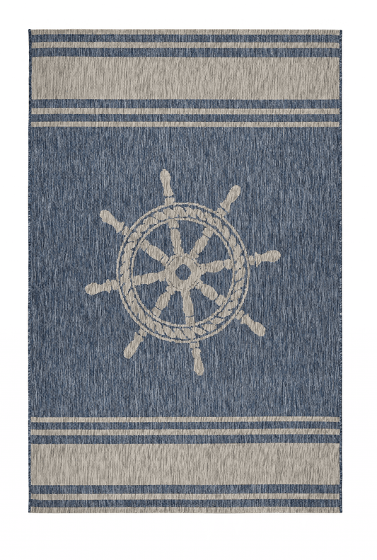 8' X 9' Blue And Gray Indoor Outdoor Area Rug - Homeroots - Flyclothing LLC