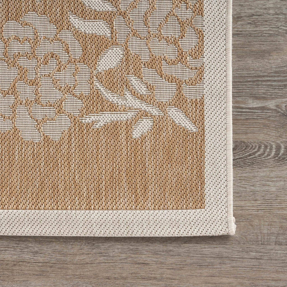 5' X 7' Beige Floral Indoor Outdoor Area Rug - Homeroots - Flyclothing LLC