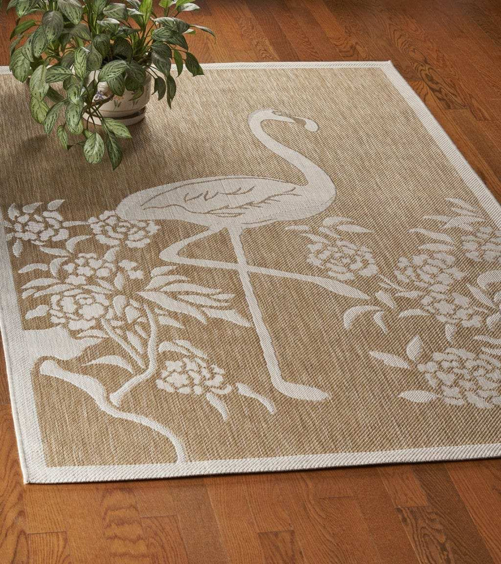 8' X 10' Beige Floral Indoor Outdoor Area Rug - Homeroots - Flyclothing LLC