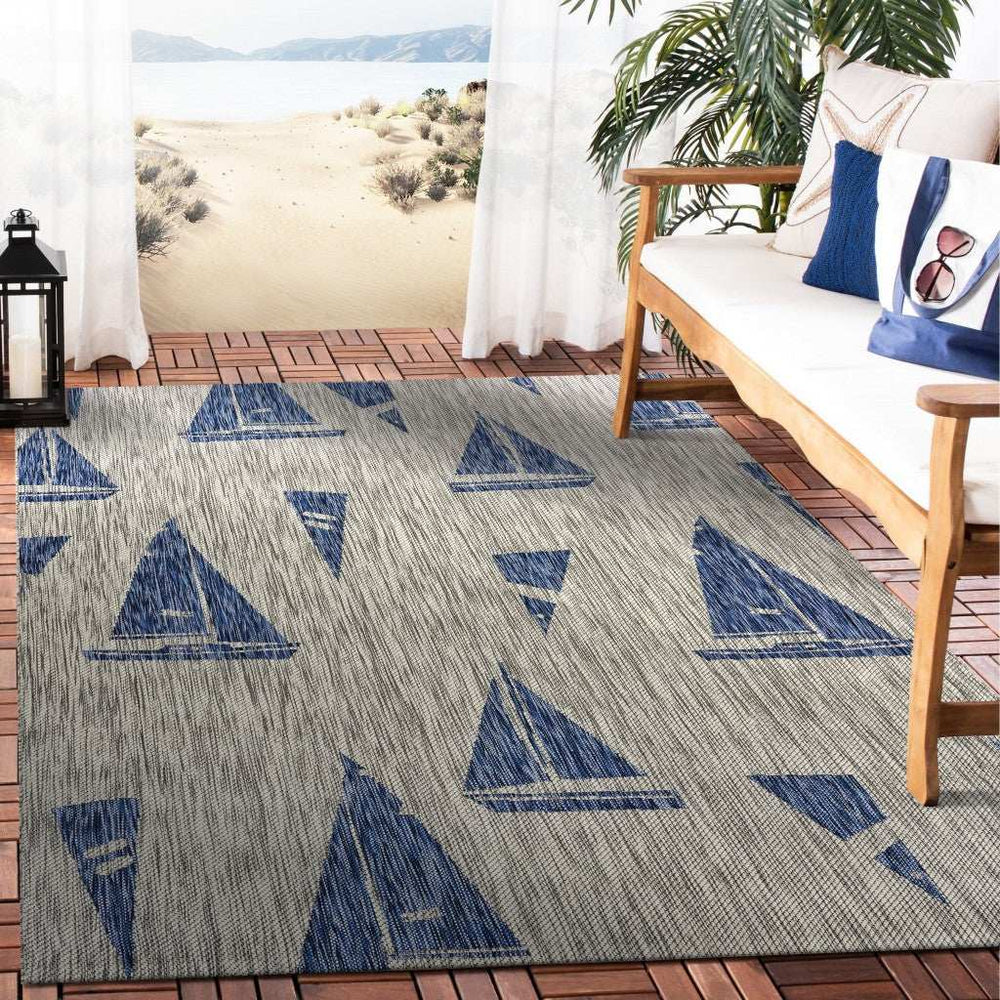 8' X 10' Gray Indoor Outdoor Area Rug - Homeroots - Flyclothing LLC