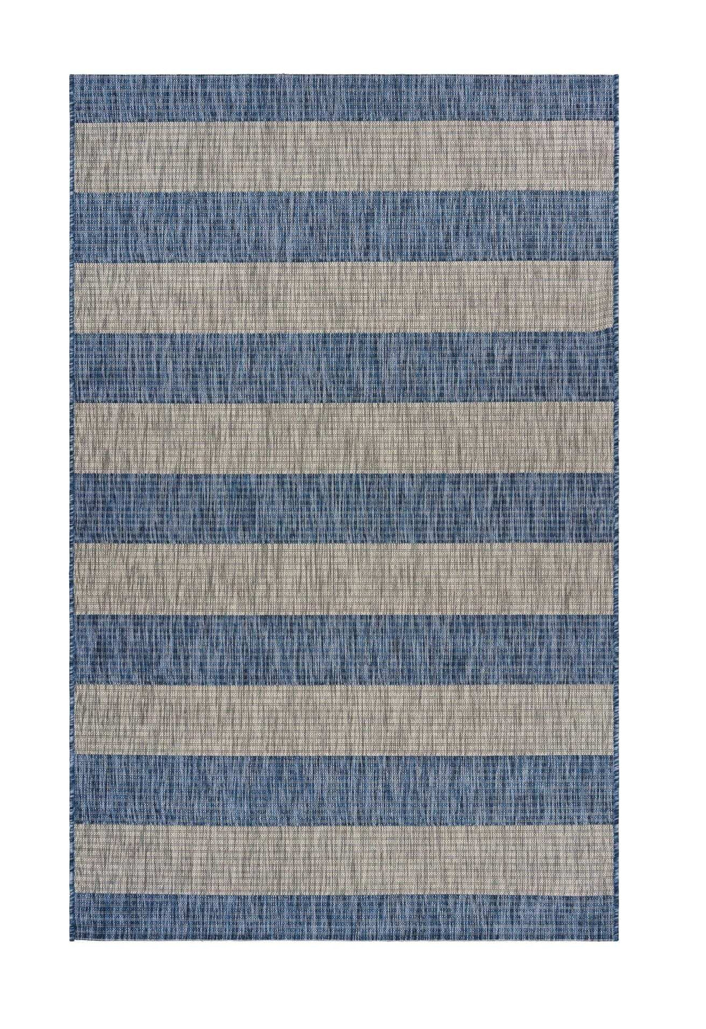 8' X 10' Blue And Gray Striped Indoor Outdoor Area Rug - Homeroots - Flyclothing LLC