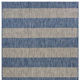8' X 10' Blue And Gray Striped Indoor Outdoor Area Rug - Homeroots - Flyclothing LLC