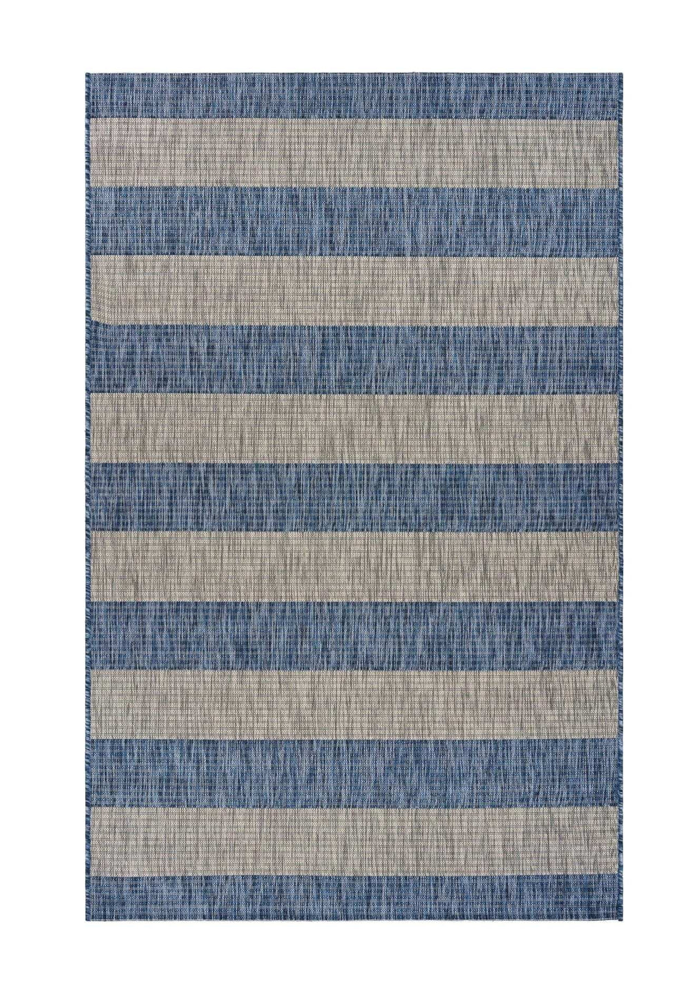 8' X 10' Blue And Gray Striped Indoor Outdoor Area Rug - Homeroots - Flyclothing LLC