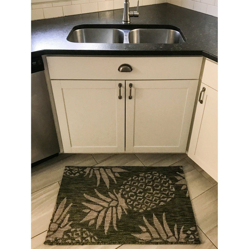 2' X 3' Green Floral Indoor Outdoor Area Rug - Homeroots - Flyclothing LLC