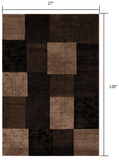 10' Brown Checkered Power Loom Runner Rug - Homeroots - Flyclothing LLC
