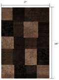 2' X 15' Brown Geometric Blocks Runner Rug - Homeroots - Flyclothing LLC