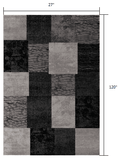 10' Gray Checkered Power Loom Runner Rug - Homeroots - Flyclothing LLC