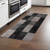 8' Grey Checkered Power Loom Runner Rug - Homeroots - Flyclothing LLC