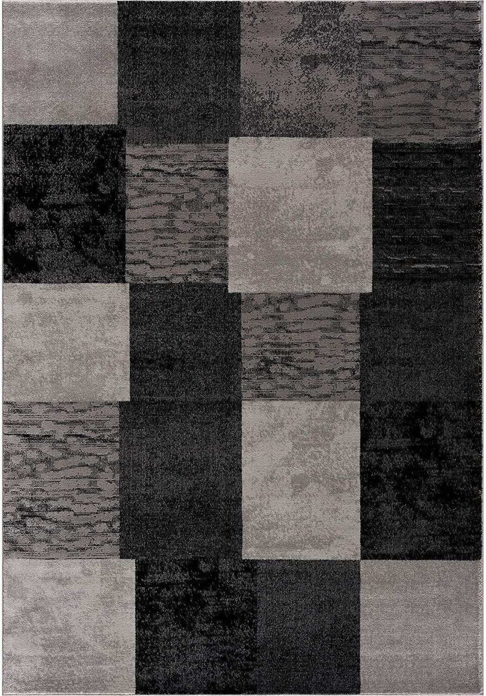 8' Grey Checkered Power Loom Runner Rug - Homeroots - Flyclothing LLC