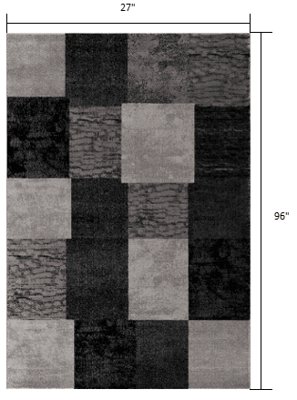 8' Grey Checkered Power Loom Runner Rug - Homeroots - Flyclothing LLC
