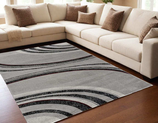 5' X 7' Gray Abstract Dhurrie Area Rug - Homeroots - Flyclothing LLC
