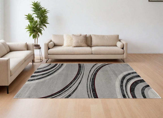 6' X 9' Gray Abstract Dhurrie Area Rug - Homeroots - Flyclothing LLC