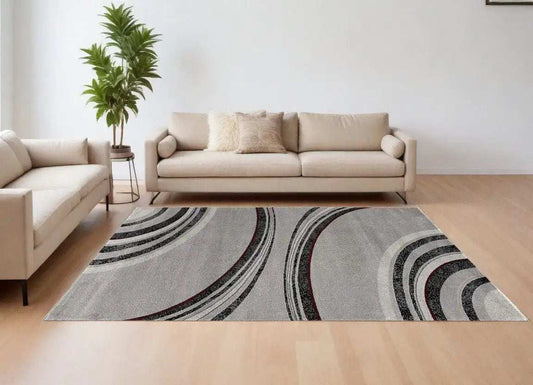 8' X 10' Gray Abstract Dhurrie Area Rug - Homeroots - Flyclothing LLC