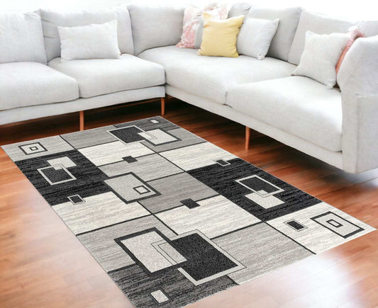 6' X 9' Gray Abstract Dhurrie Area Rug - Homeroots - Flyclothing LLC