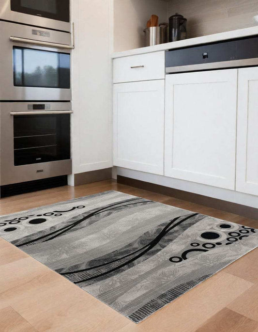 4' X 6' Gray Abstract Power Loom Area Rug - Homeroots - Flyclothing LLC