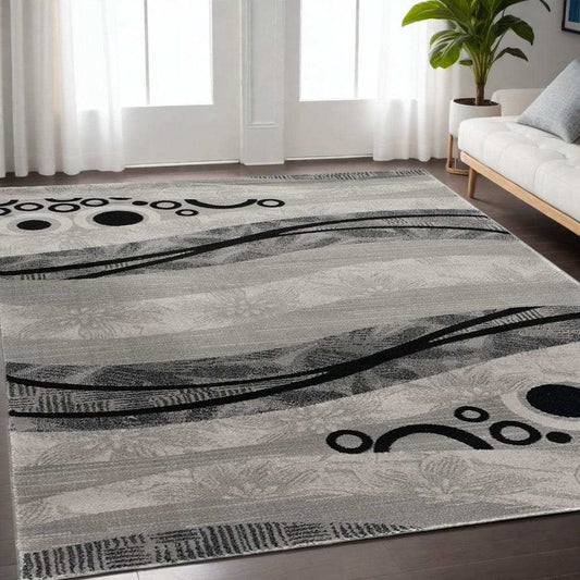 5' X 7' Gray Abstract Dhurrie Area Rug - Homeroots - Flyclothing LLC