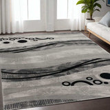 5' X 7' Gray Abstract Dhurrie Area Rug - Homeroots - Flyclothing LLC