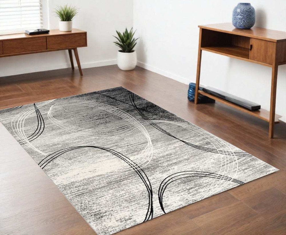4' X 6' Gray Abstract Power Loom Area Rug - Homeroots - Flyclothing LLC