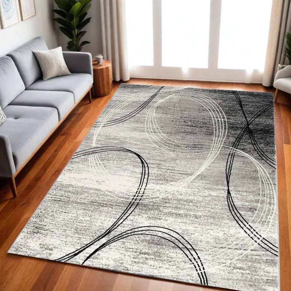 5' X 7' Gray Abstract Dhurrie Area Rug - Homeroots - Flyclothing LLC