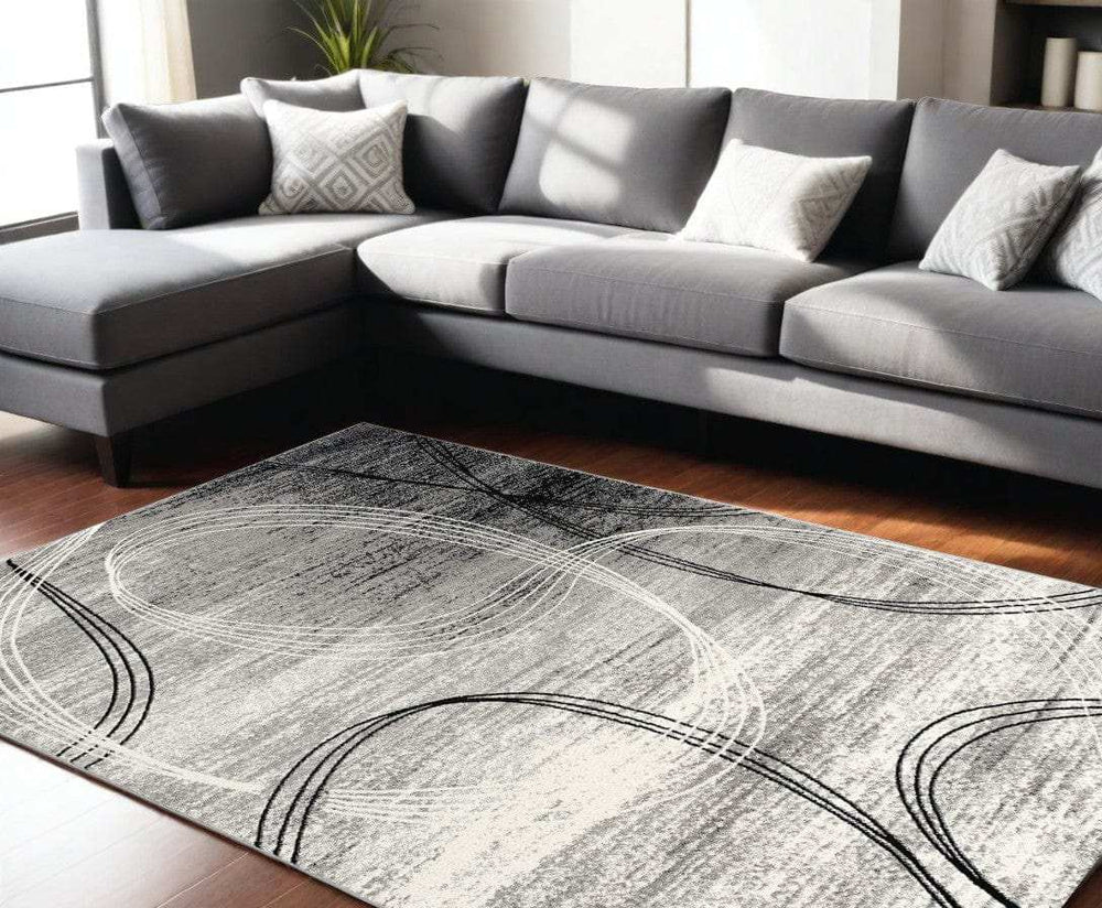 8' X 10' Gray Abstract Dhurrie Area Rug - Homeroots - Flyclothing LLC