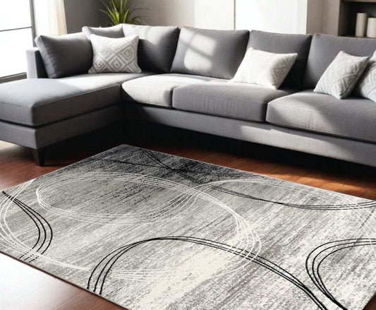 8' X 10' Gray Abstract Dhurrie Area Rug - Homeroots - Flyclothing LLC