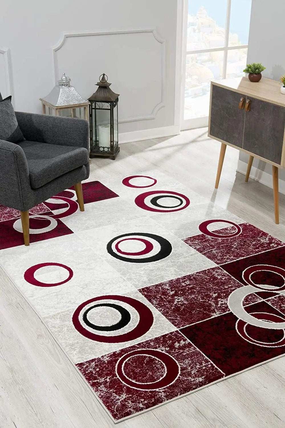3' X 5' Red Abstract Power Loom Area Rug - Homeroots - Flyclothing LLC