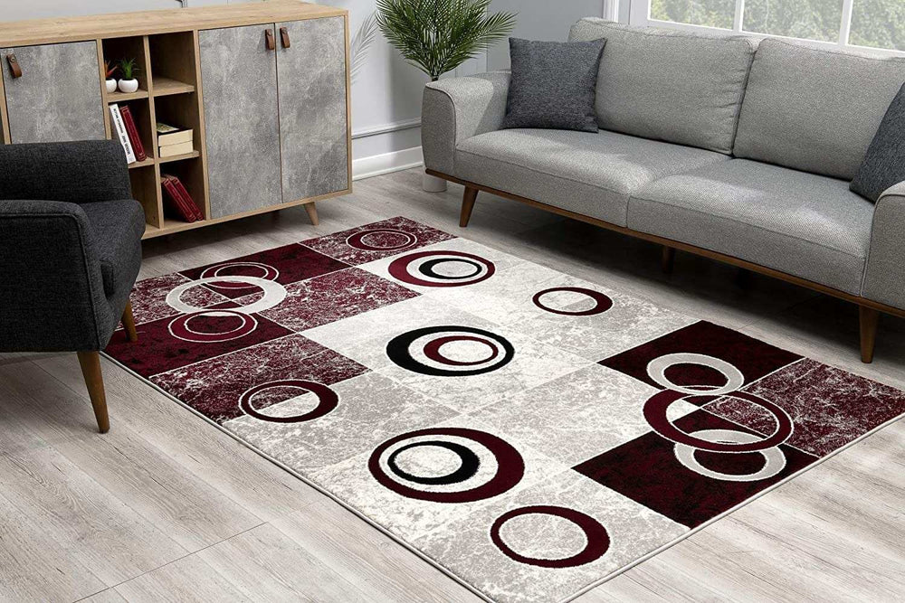 3' X 5' Red Abstract Power Loom Area Rug - Homeroots - Flyclothing LLC
