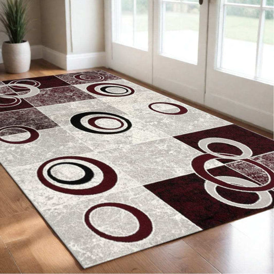 3' X 5' Red Abstract Power Loom Area Rug - Homeroots - Flyclothing LLC