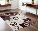 4' X 6' Red Abstract Power Loom Area Rug - Homeroots - Flyclothing LLC