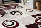 5' X 7' Red Abstract Dhurrie Area Rug - Homeroots - Flyclothing LLC