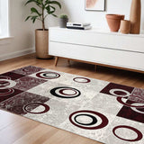8' X 10' Red Abstract Dhurrie Area Rug - Homeroots - Flyclothing LLC