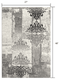 2' X 4' Gray Damask Dhurrie Area Rug - Homeroots - Flyclothing LLC