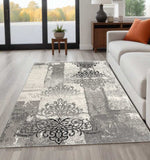 5' X 7' Gray Damask Dhurrie Area Rug - Homeroots - Flyclothing LLC
