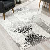 6' X 9' Gray Damask Dhurrie Area Rug - Homeroots - Flyclothing LLC