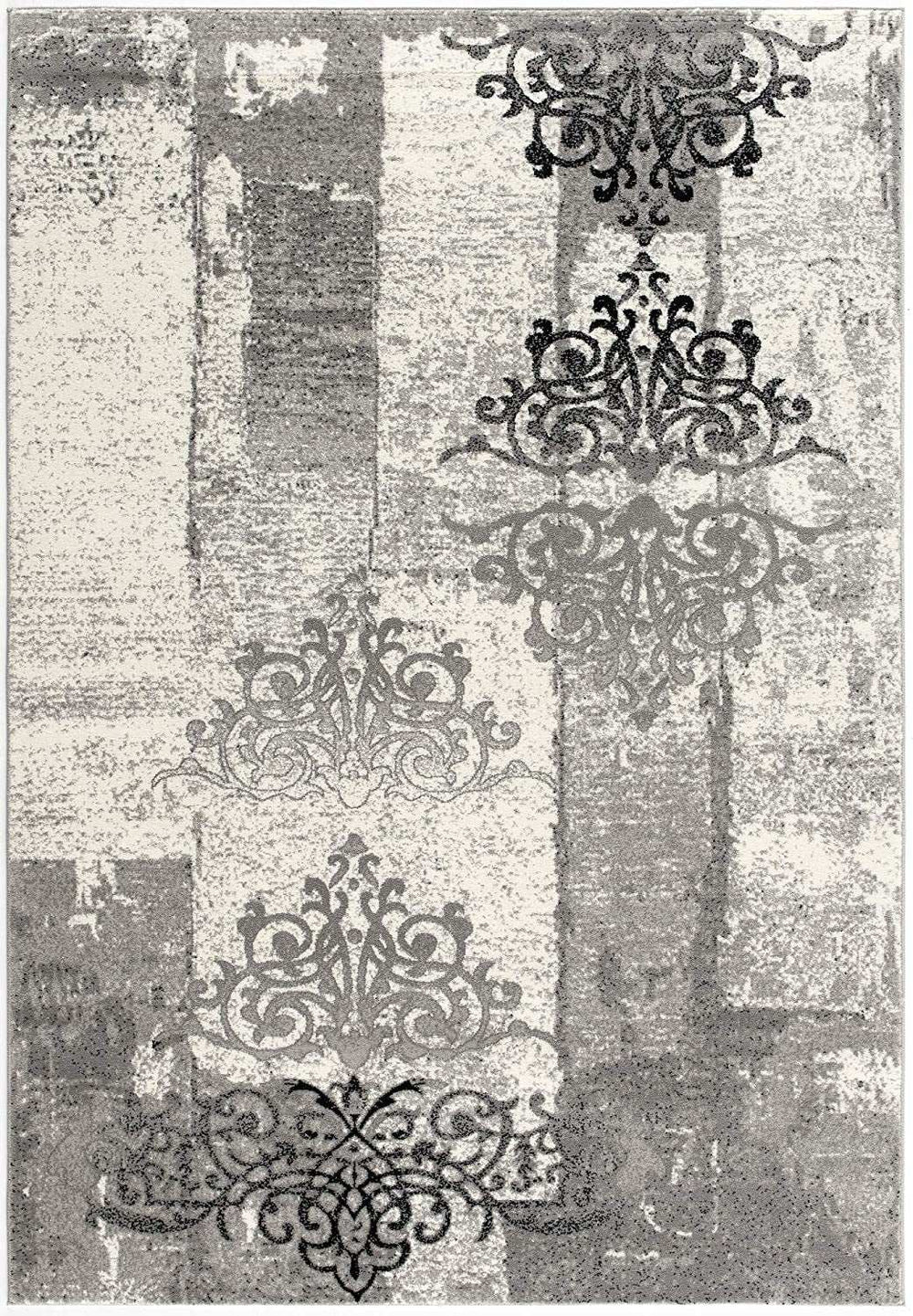 8' X 10' Gray Damask Dhurrie Area Rug - Homeroots - Flyclothing LLC