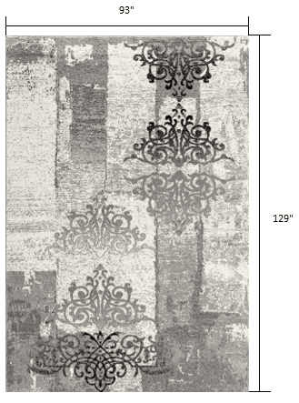 8' X 10' Gray Damask Dhurrie Area Rug - Homeroots - Flyclothing LLC
