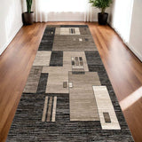 13' Runner Beige Abstract Dhurrie Runner Rug - Homeroots - Flyclothing LLC