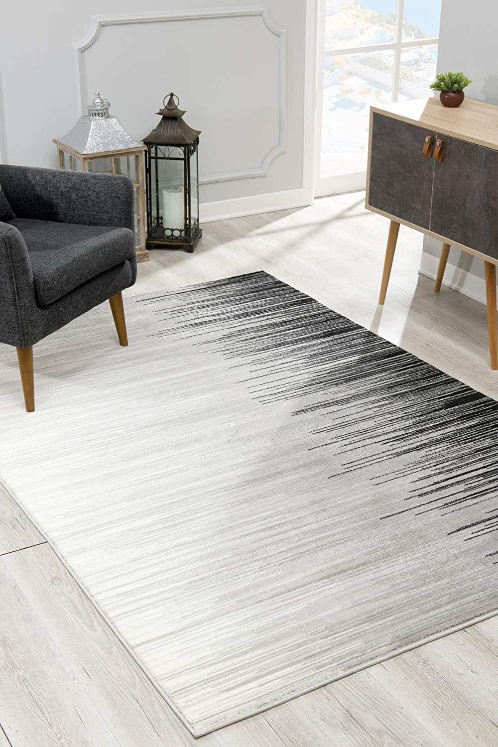 4' X 6' Black Abstract Power Loom Area Rug - Homeroots - Flyclothing LLC