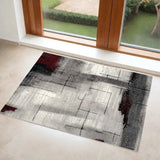 3' X 5' Gray And Burgundy Abstract Area Rug - Homeroots - Flyclothing LLC