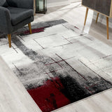7' X 9' Gray And Burgundy Abstract Area Rug - Homeroots - Flyclothing LLC