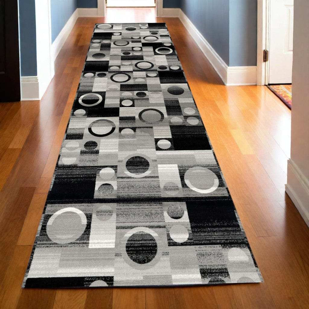 20' Gray Abstract Dhurrie Runner Rug - Homeroots - Flyclothing LLC