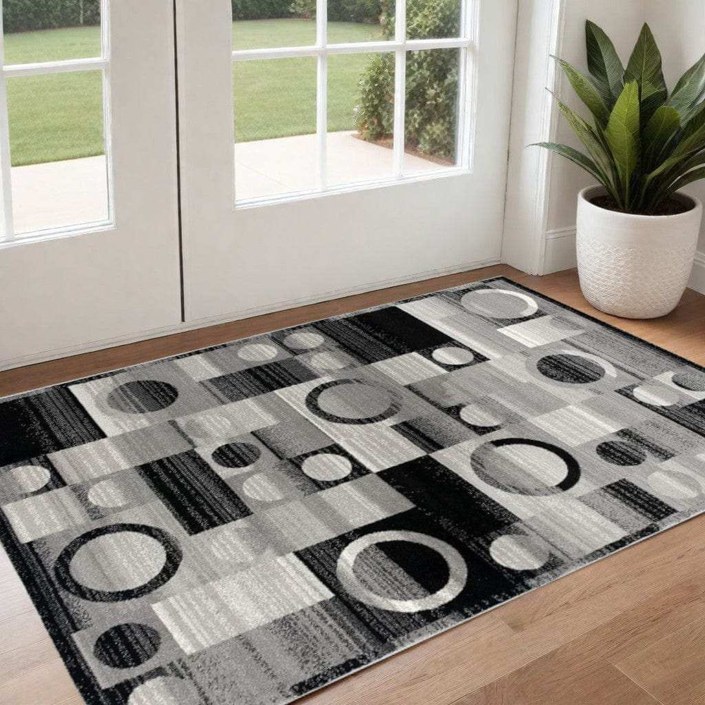 3' X 5' Gray Abstract Power Loom Area Rug - Homeroots - Flyclothing LLC