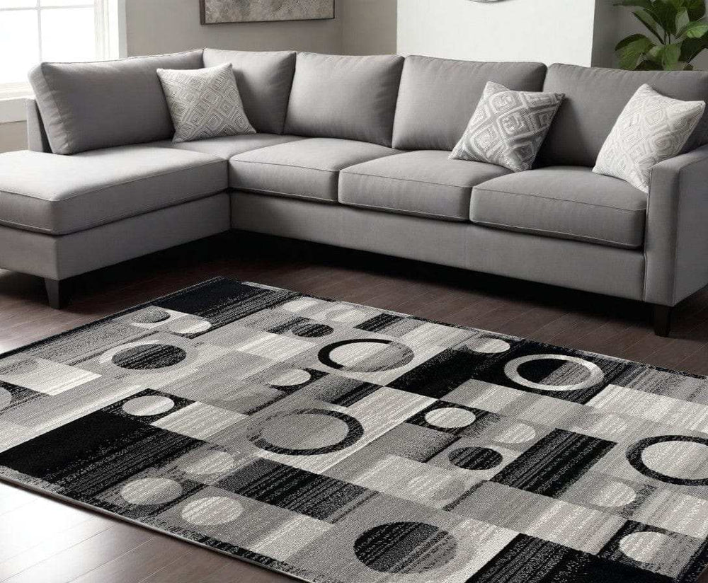 6' X 9' Gray Abstract Dhurrie Area Rug - Homeroots - Flyclothing LLC