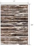 20' Beige Striped Dhurrie Runner Rug - Homeroots - Flyclothing LLC