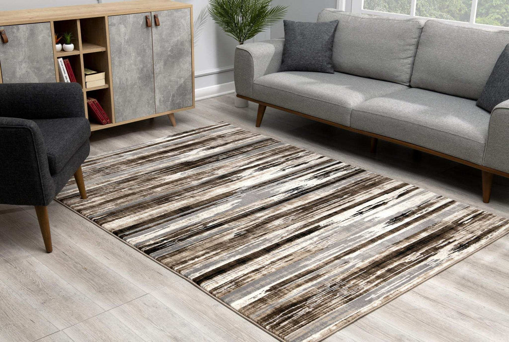 4' X 6' Gray and Brown Abstract Distressed Area Rug - Homeroots - Flyclothing LLC