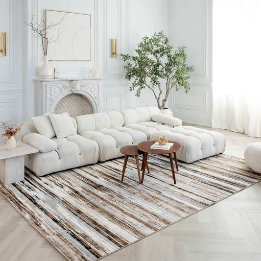 4' X 6' Gray and Brown Abstract Distressed Area Rug - Homeroots - Flyclothing LLC