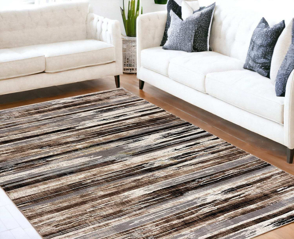 5' X 7' Beige Striped Dhurrie Area Rug - Homeroots - Flyclothing LLC