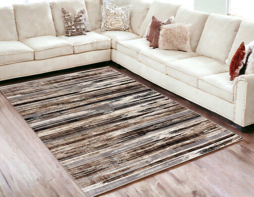 6' X 9' Beige Striped Dhurrie Area Rug - Homeroots - Flyclothing LLC
