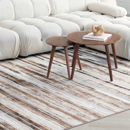 6' X 9' Beige Striped Dhurrie Area Rug - Homeroots - Flyclothing LLC